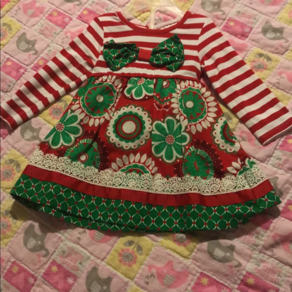 Girls Christmas dress with matching diaper cover.